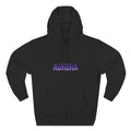 Aurora Wave Hoodie — Minimal Purple Aurora Text & Back Art