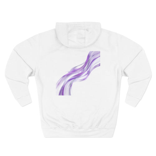Aurora Wave Hoodie — Minimal Purple Aurora Text & Back Art