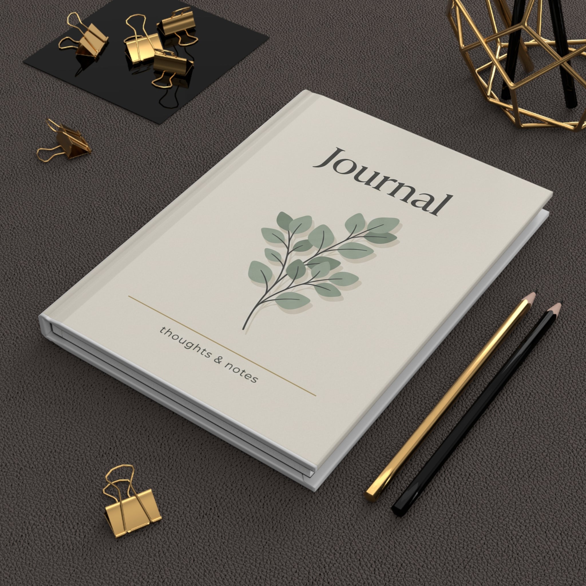 Hardcover Journal — Botanical Minimalist Notebook for Daily Thoughts & Notes