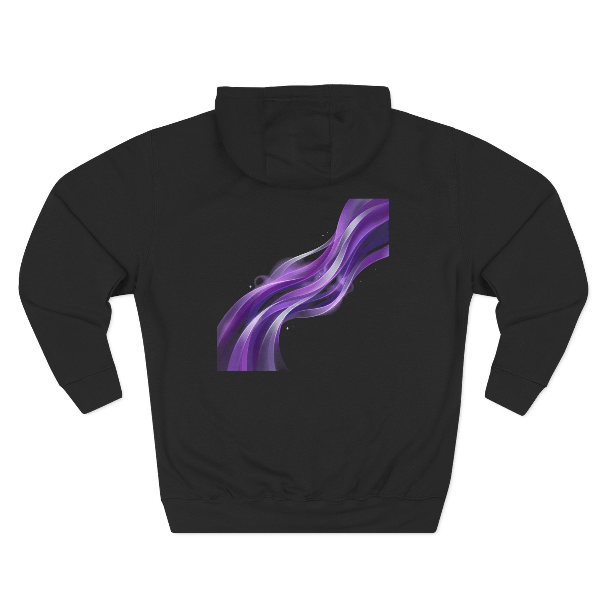 Aurora Wave Hoodie — Minimal Purple Aurora Text & Back Art