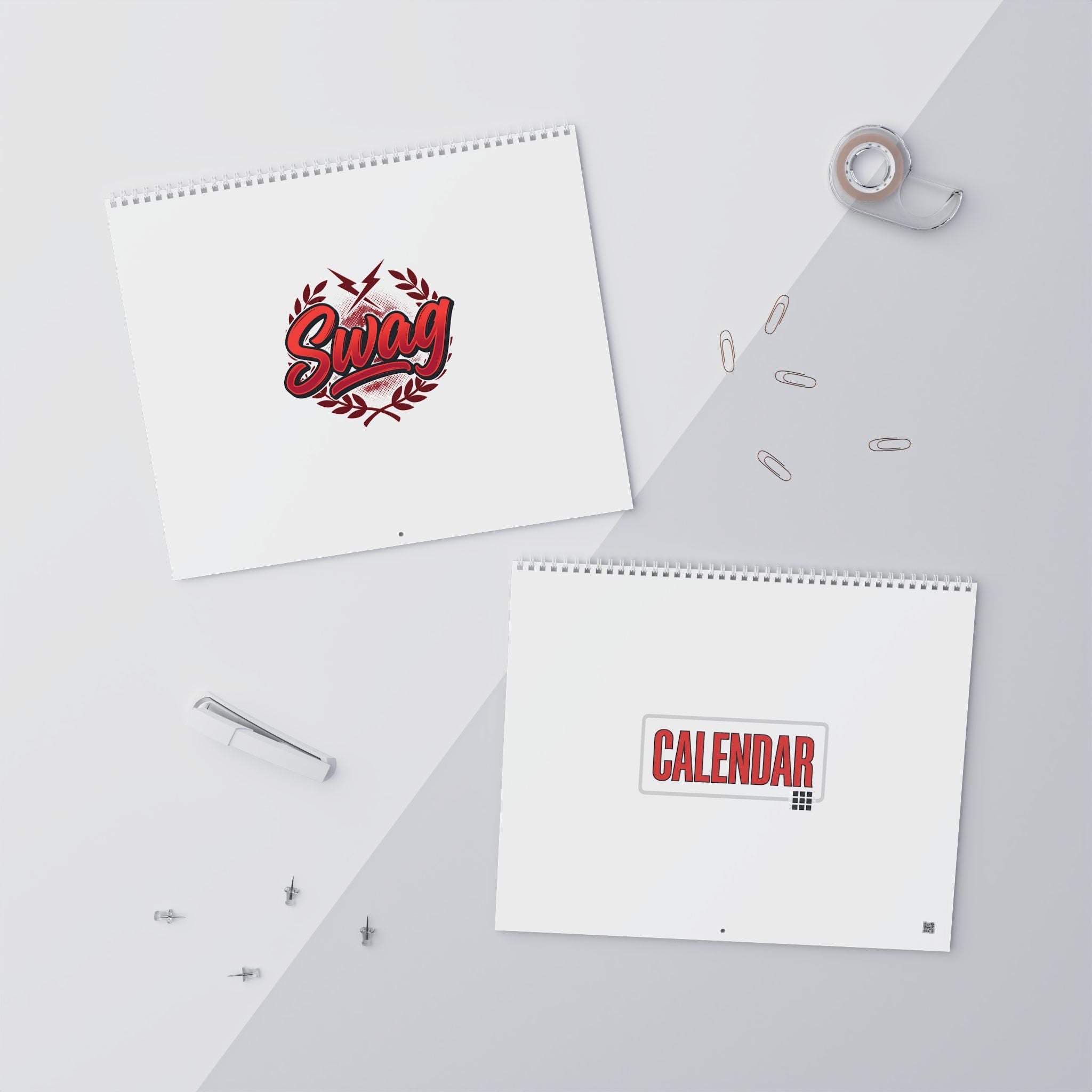 Minimalist 2026 Wall Calendar — Red Geometric Star & Sun Monthly Planner