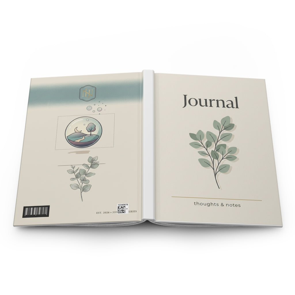 Hardcover Journal — Botanical Minimalist Notebook for Daily Thoughts & Notes