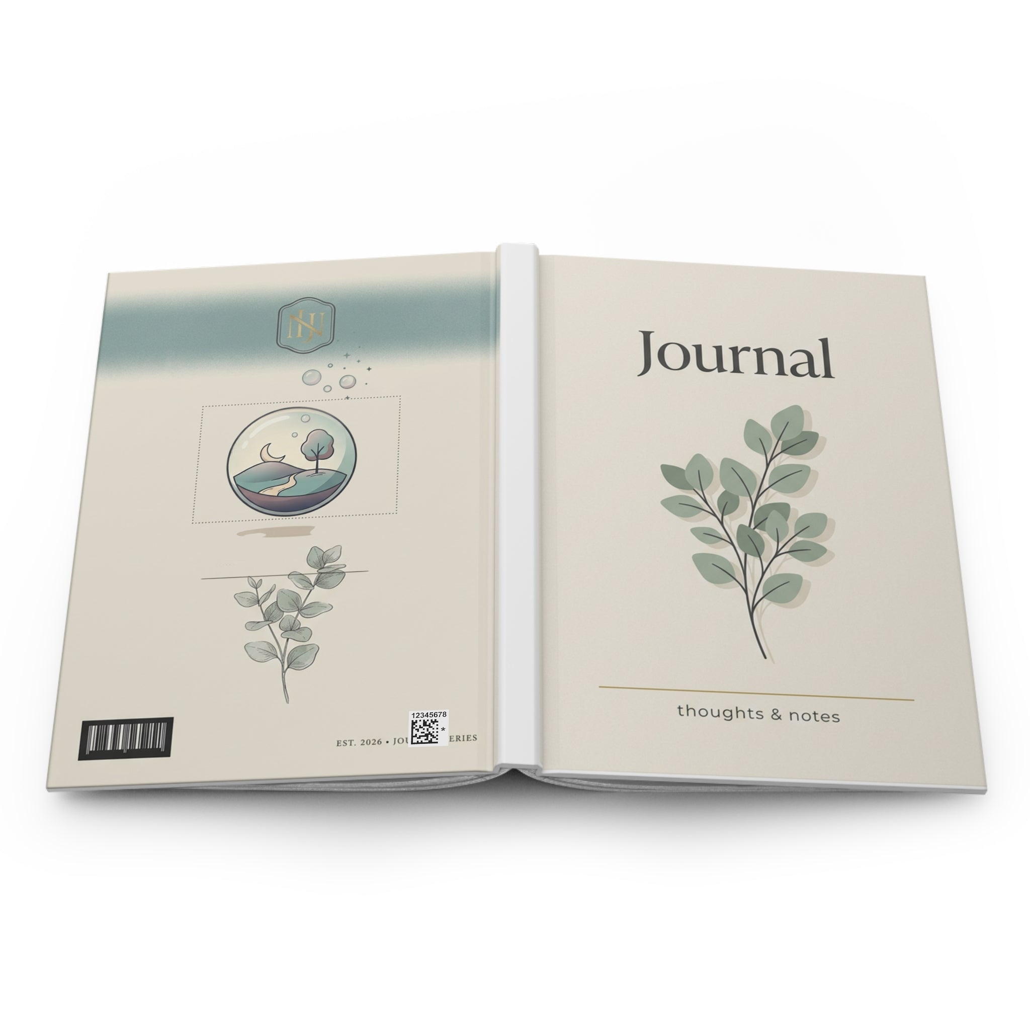 Hardcover Journal — Botanical Minimalist Notebook for Daily Thoughts & Notes