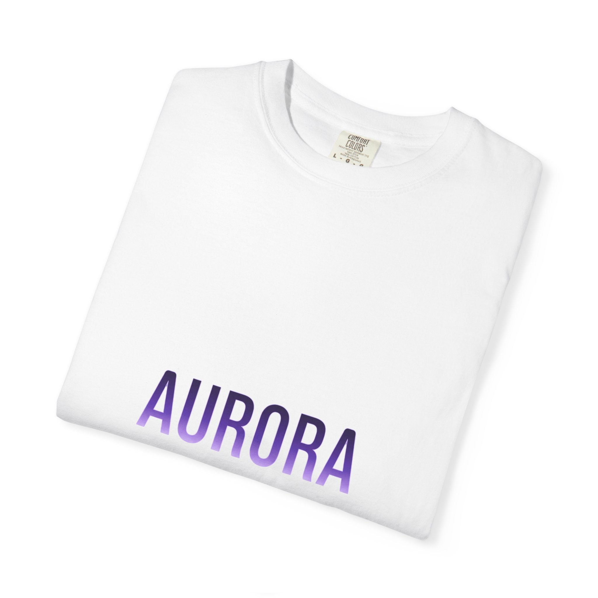 Aurora Minimalist Graphic T-Shirt — Purple Gradient Text