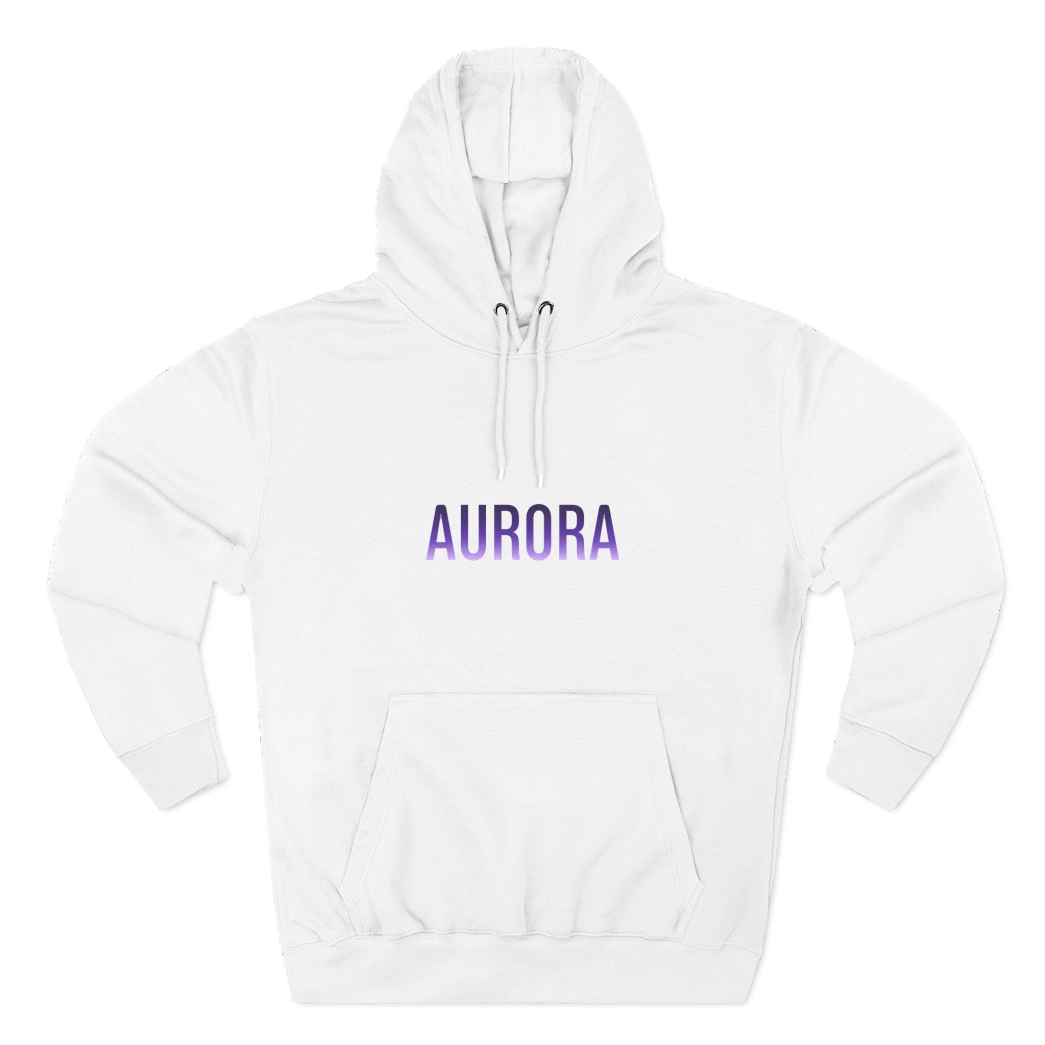Aurora Wave Hoodie — Minimal Purple Aurora Text & Back Art
