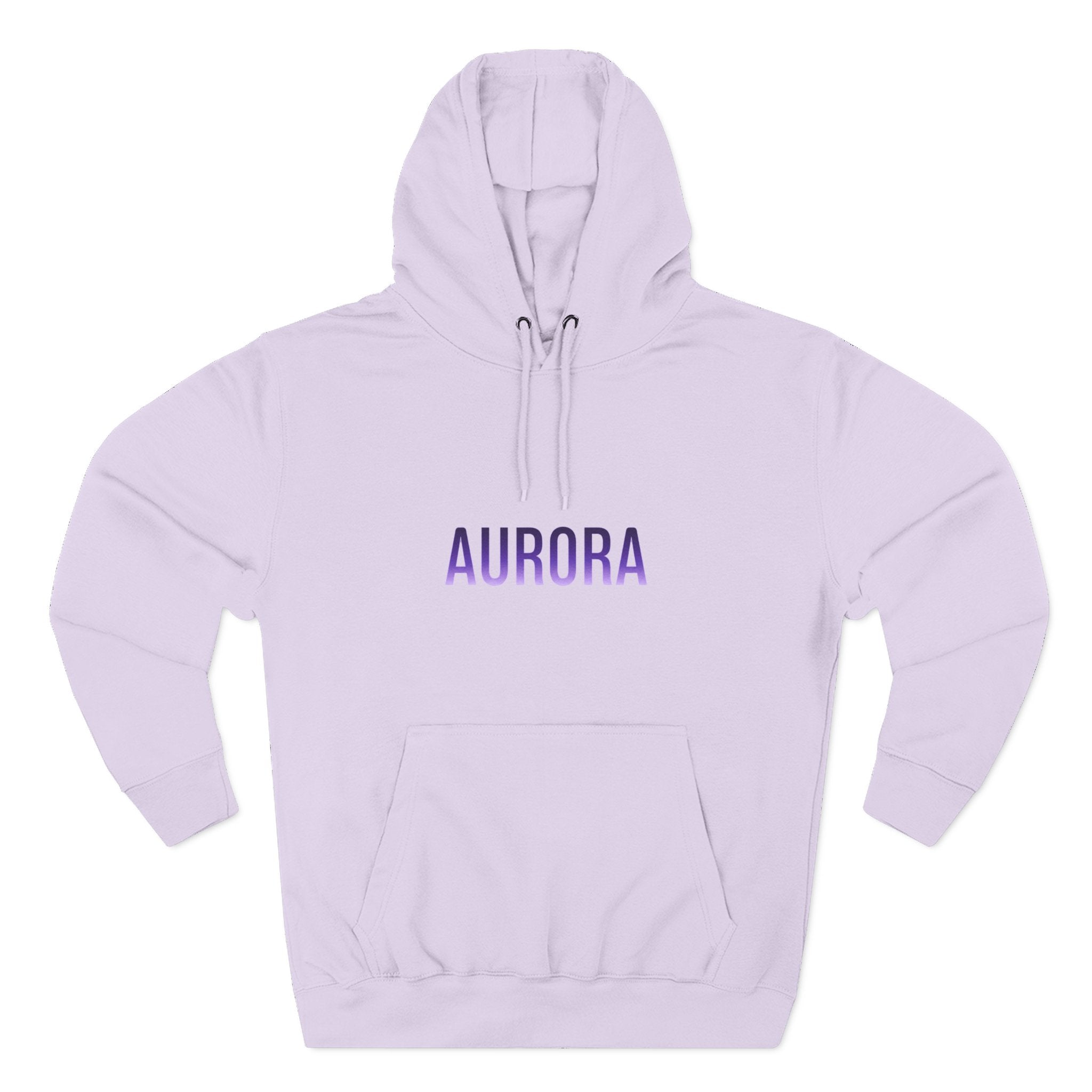 Aurora Wave Hoodie — Minimal Purple Aurora Text & Back Art