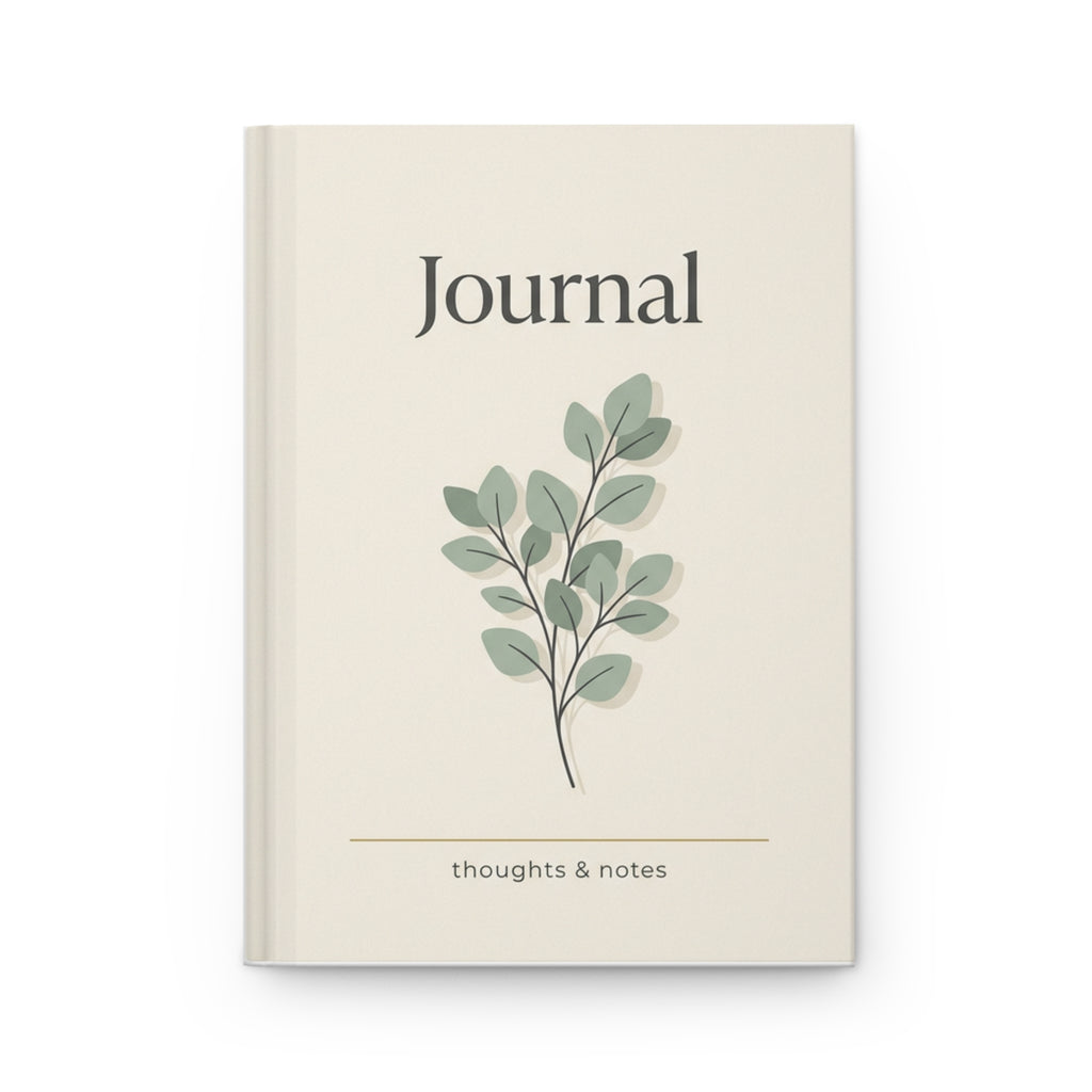 Hardcover Journal — Botanical Minimalist Notebook for Daily Thoughts & Notes
