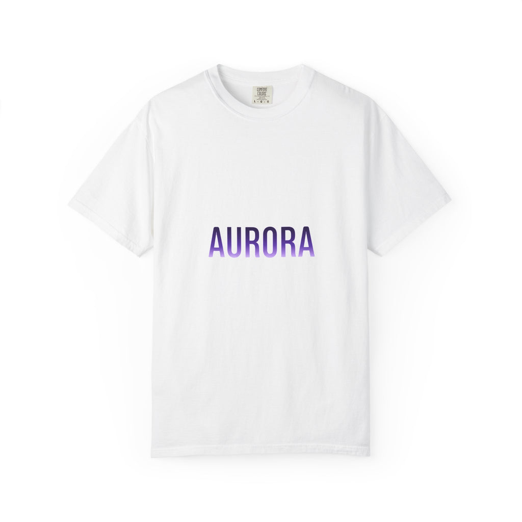 Aurora Minimalist Graphic T-Shirt — Purple Gradient Text