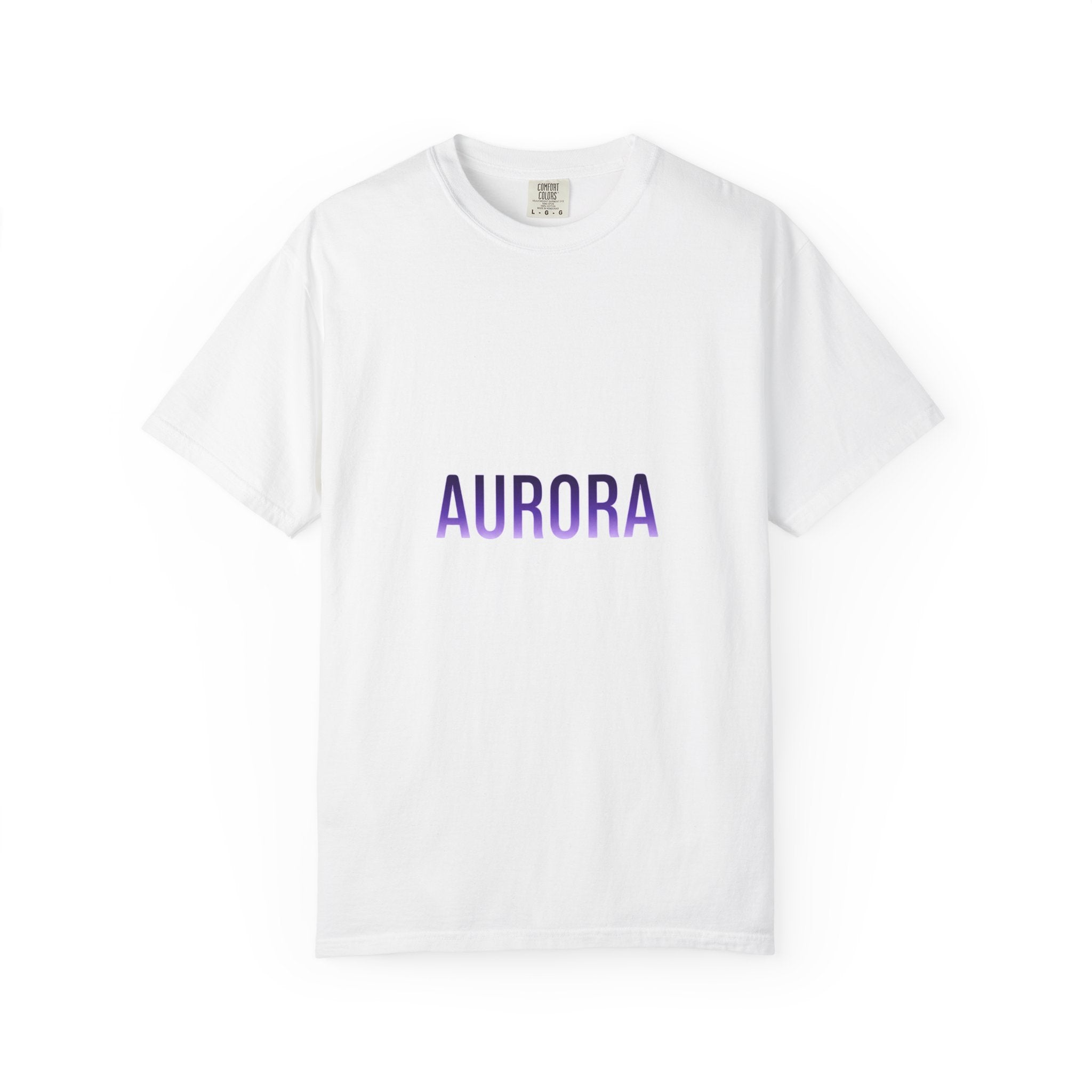 Aurora Minimalist Graphic T-Shirt — Purple Gradient Text